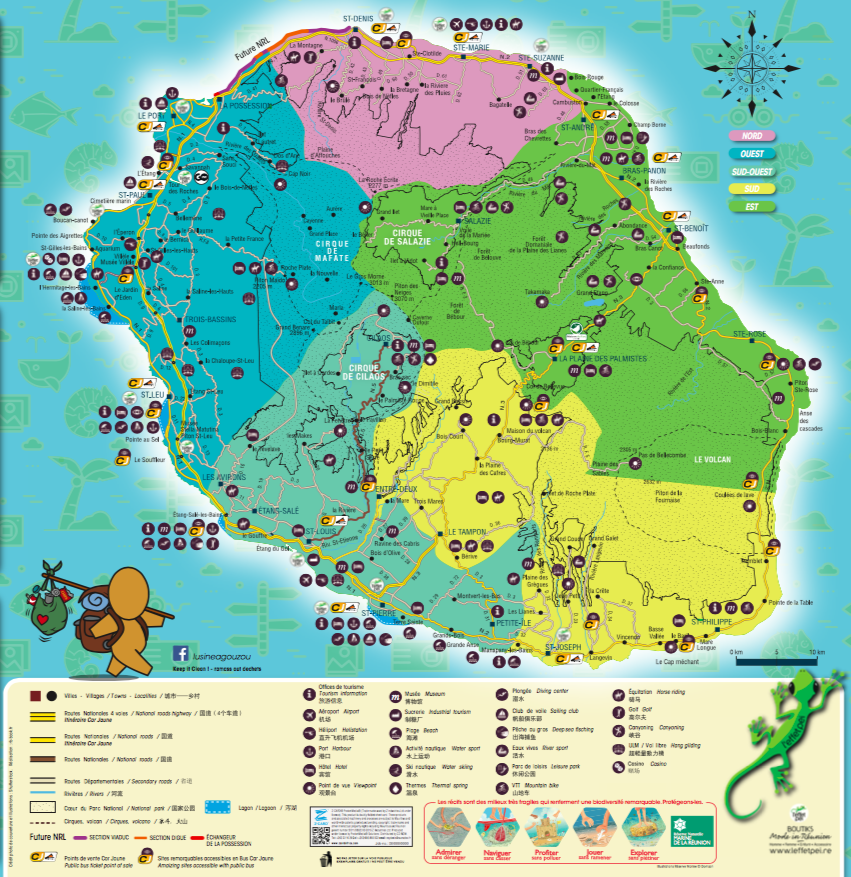 carte de l'île de la réunion détaillée